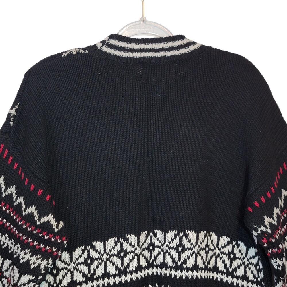 Heirloom Collectibles Vintage Fair Isle Nordic Crew Neck Sweater Black White M - Picture 9 of 13